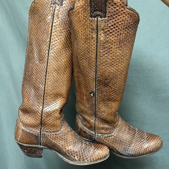 Vintage snakeskin Justin boots cowboy boots cowgirl snake boots - Picture 3 of 8